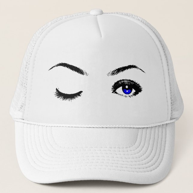 Gorra De Camionero Winking de ojos azules de bonito (Anverso)