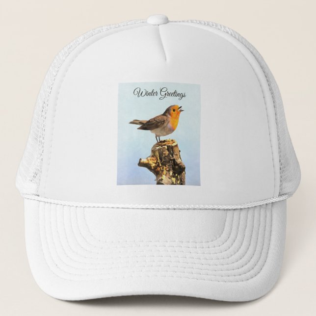 Gorra De Camionero Winter Greetings. Robin singing  (Anverso)
