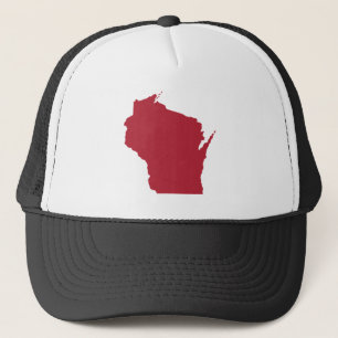 Gorra De Camionero Wisconsin blanco y rojo