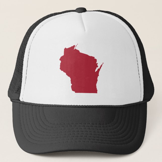 Gorra De Camionero Wisconsin blanco y rojo (Anverso)