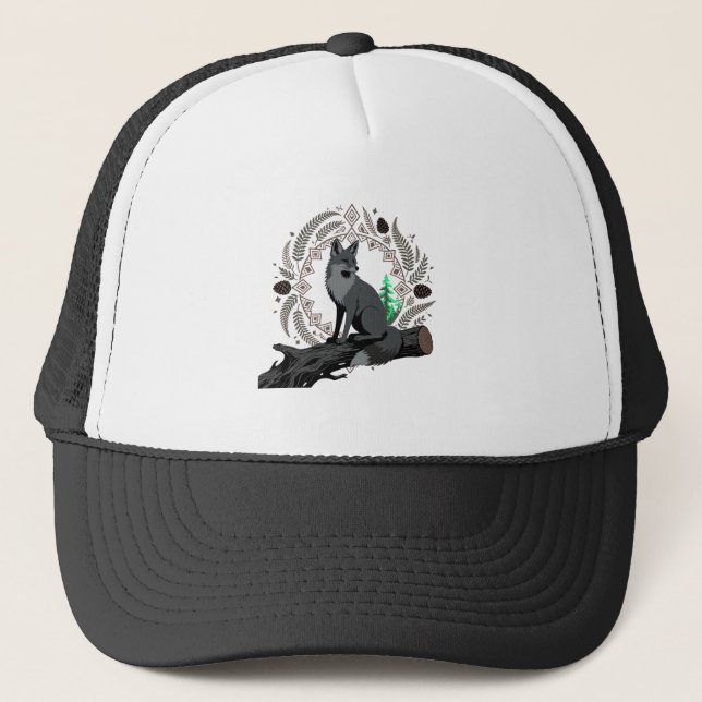 Gorra De Camionero Wise Fox Silhouette Nature Talisman Graphic Art (Anverso)