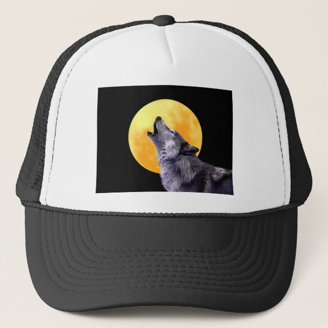 Gorra De Camionero Wolf aulló a la luna llena (Anverso)