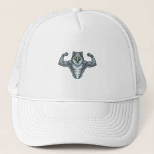 Gorra De Camionero Wolf como Bodybuilder con grandes músculos