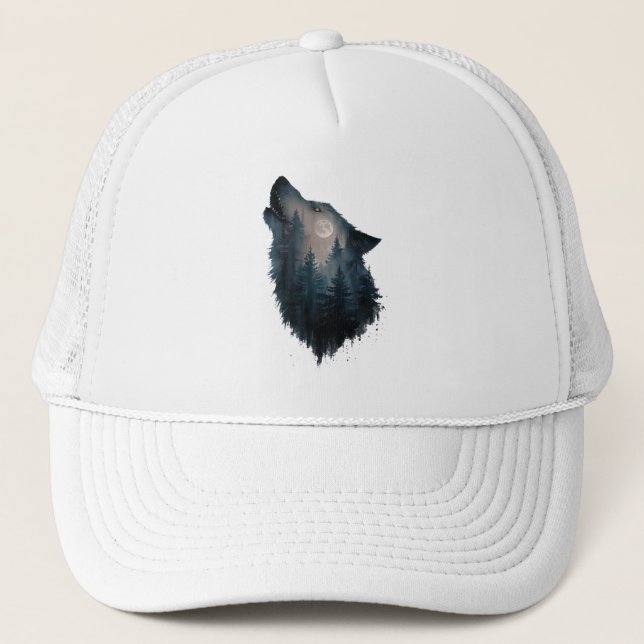 Gorra De Camionero Wolf Howl Forest Moon (Anverso)