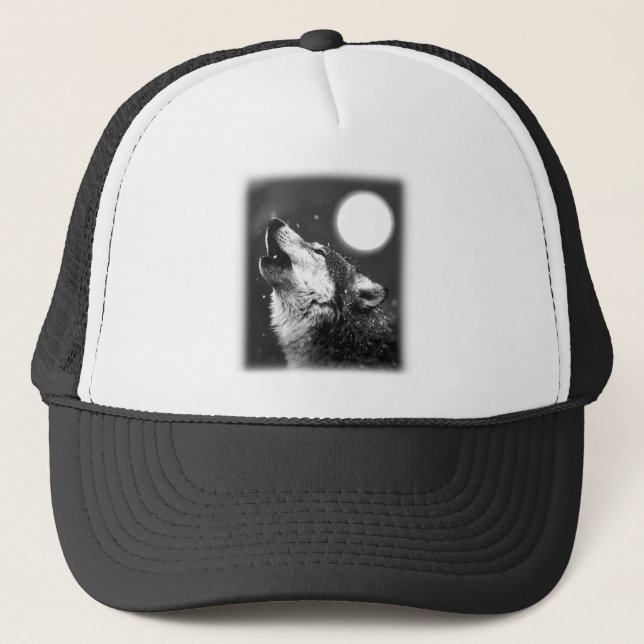 Gorra De Camionero Wolf Howling en la Luna (Anverso)