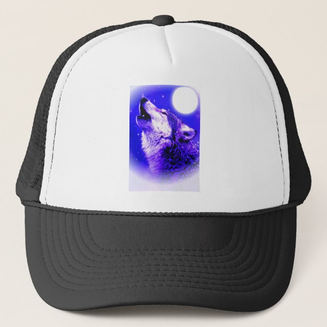 Gorra De Camionero Wolf Howling en la Luna (Anverso)
