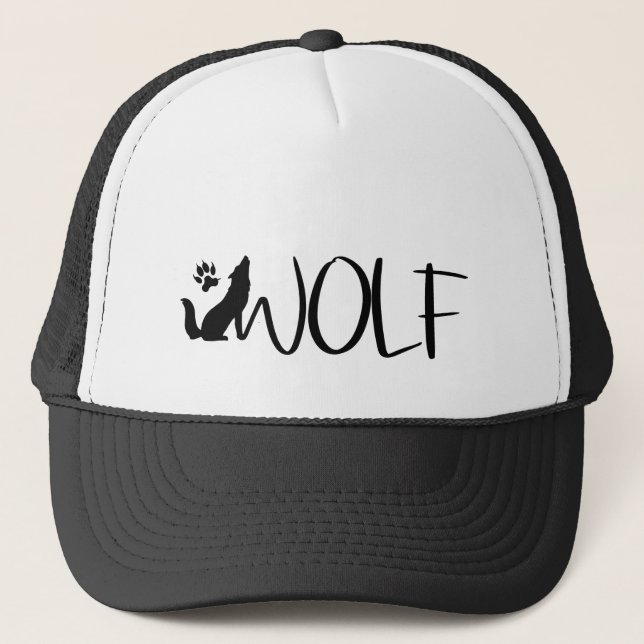 Gorra De Camionero Wolf Text Animal Track Graphic art (Anverso)