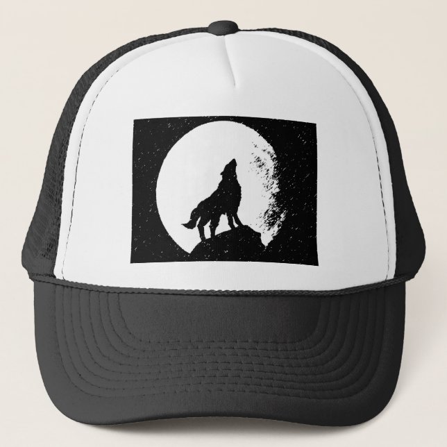 Gorra De Camionero Wolf y Moon Silhoutte (Anverso)