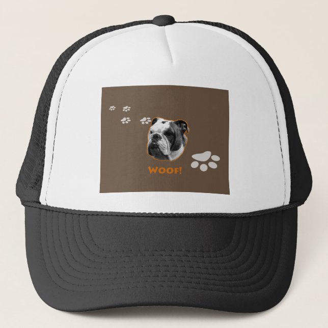 Gorra De Camionero Woof, Bulldog inglés (Anverso)