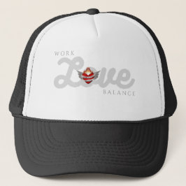 Gorra De Camionero WORK LOVE BALANCE in grey script lettering
