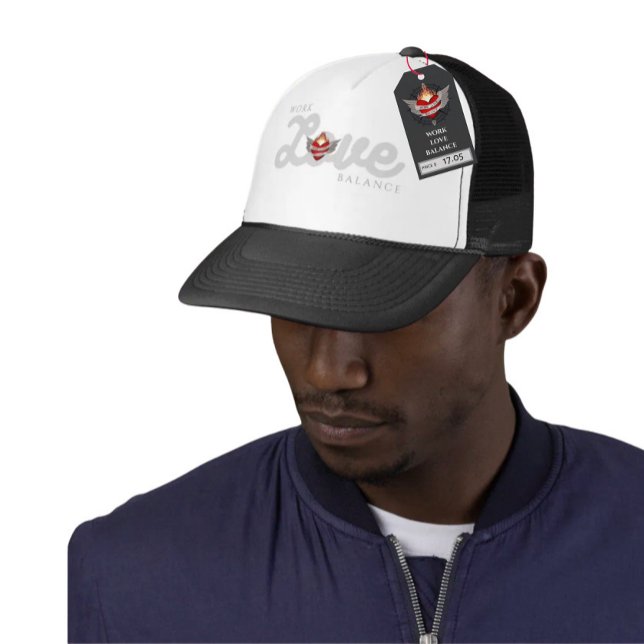 Gorra De Camionero WORK LOVE BALANCE in grey script lettering (Subido por el creador)