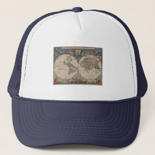 Gorra De Camionero World Map Globe Travel Antiguo