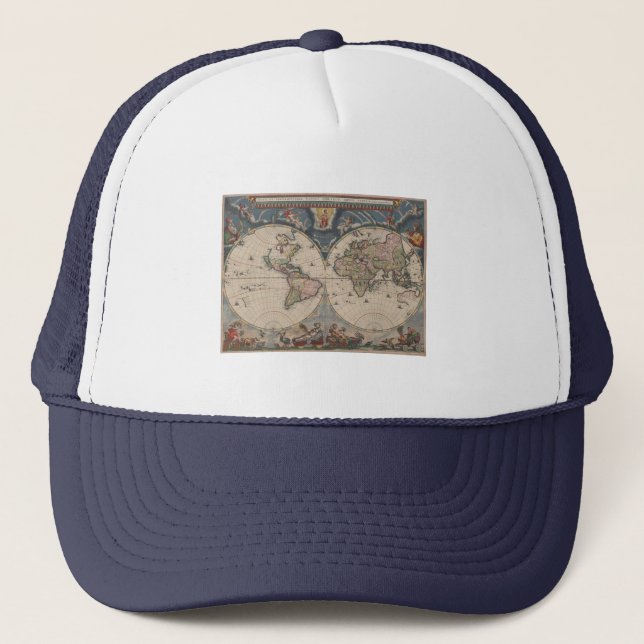 Gorra De Camionero World Map Globe Travel Antiguo (Anverso)