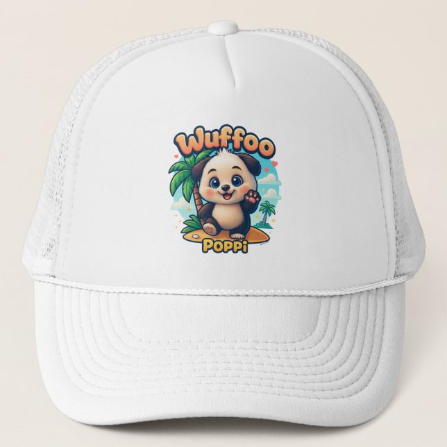 Gorra De Camionero Wuffoo Poppi Cute Kawaii Puppy Tropical Island  (Anverso)