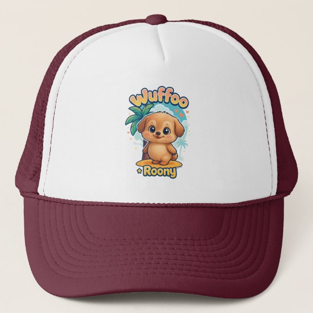 Gorra De Camionero Wuffoo Roony Cute Kawaii Puppy Tropical Island (Anverso)