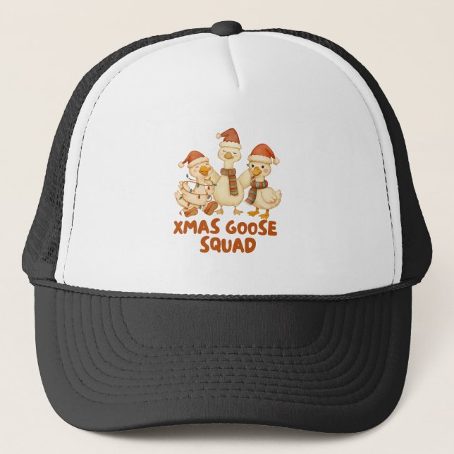 Gorra De Camionero Xmas Goose Squad – Funny Holiday Trucker Hat (Anverso)