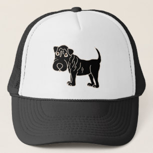 Gorra De Camionero XX dibujo animado negro del perro de Shar Pei