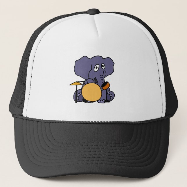 Gorra De Camionero XX elefante que juega los tambores (Anverso)