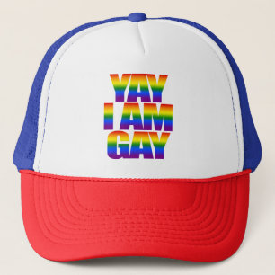 Gorra De Camionero Yay soy la bandera feliz LGBTQ del arco iris del