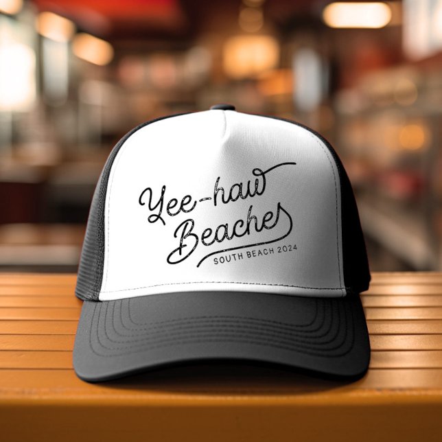 Gorra De Camionero Yee-haw Beaches Personalizado coincidiendo descans (Spring break's callin', and your squad's answerin' in bohotown trucker style!)