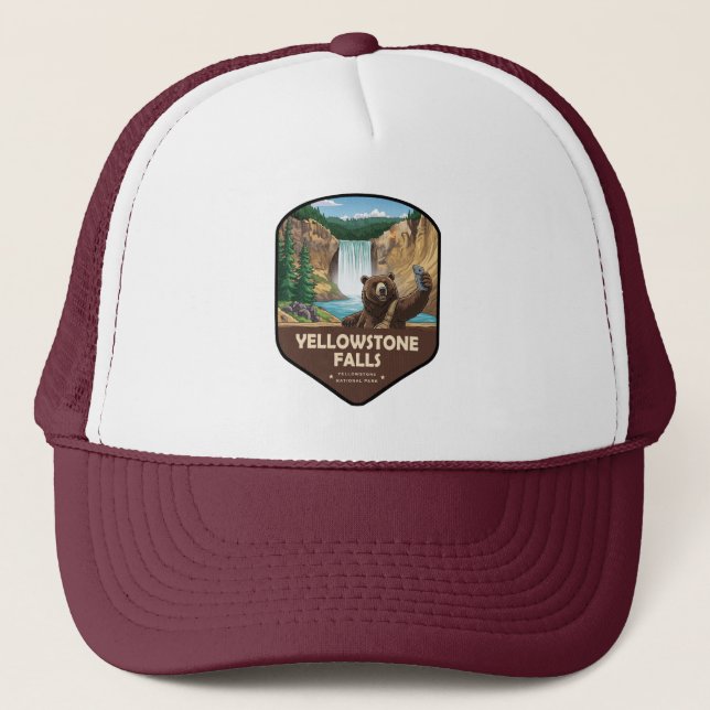 Gorra De Camionero Yellowstone Falls Bear Selfie Shield (Anverso)