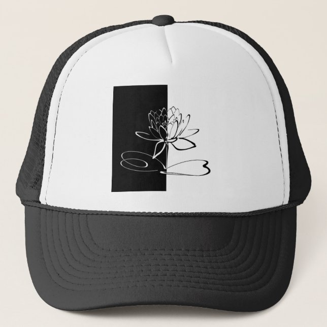Gorra De Camionero Yin Yang Black White Lotus Blossom (Anverso)