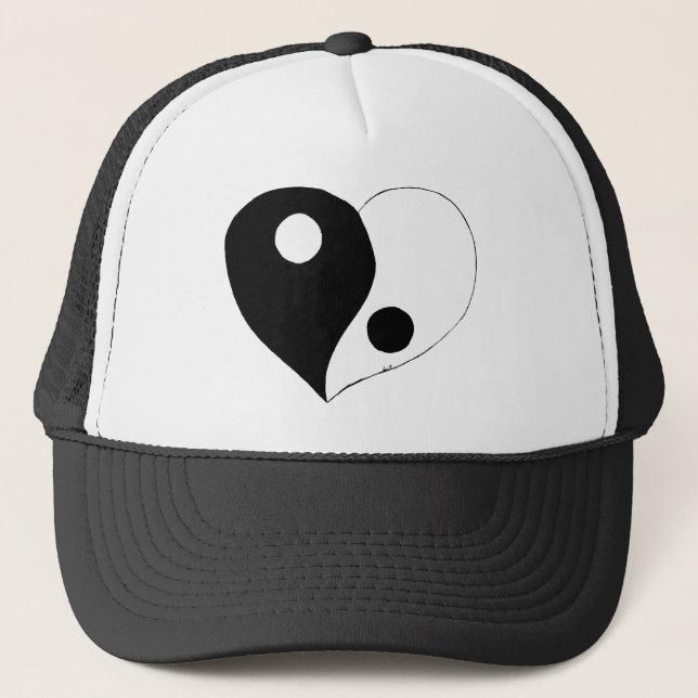 Gorra De Camionero Yin Yang Heart (B/W) (Anverso)