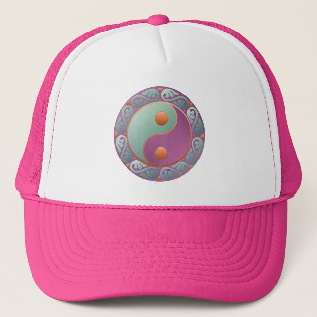 Gorra De Camionero Yin Yang Medallion Violet Turquoise (Anverso)