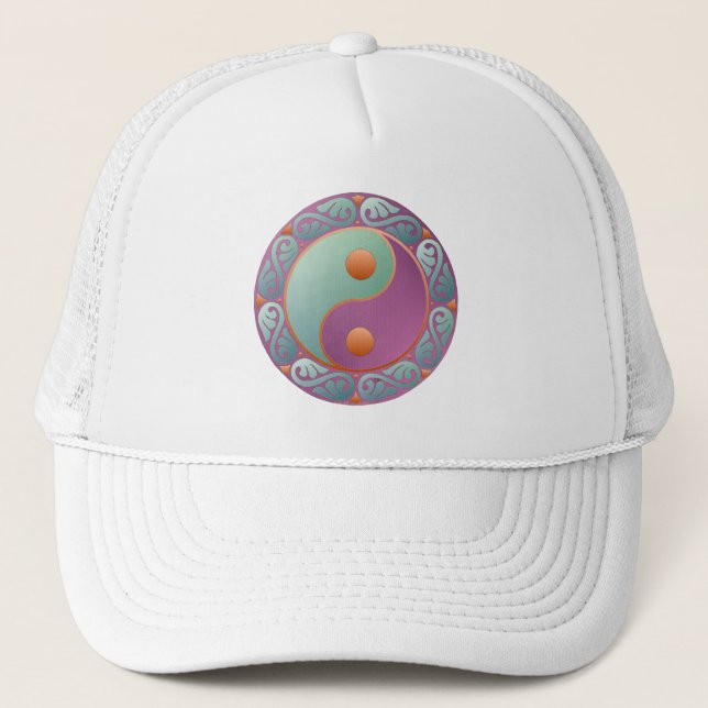Gorra De Camionero Yin Yang Medallion Violet Turquoise (Anverso)