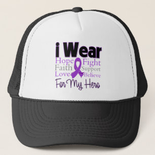 Gorra De Camionero Yo Uso Héroe De Collage Púrpura - Cáncer Pancreáti