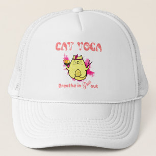 Gorra De Camionero Yoga lindo gato - "Respira, sale"