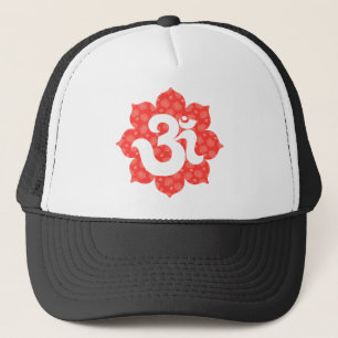Gorra De Camionero Yoga OM en naranja del rojo de Lotus