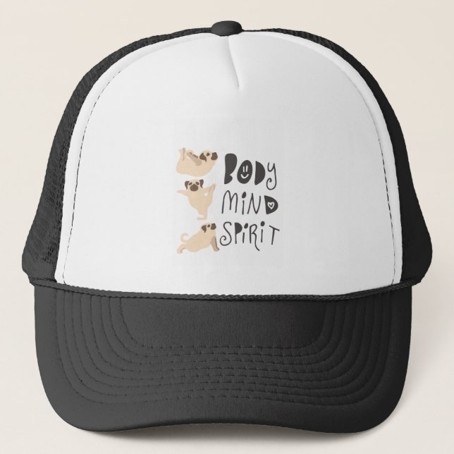 Gorra De Camionero Yoga Pugs (Anverso)