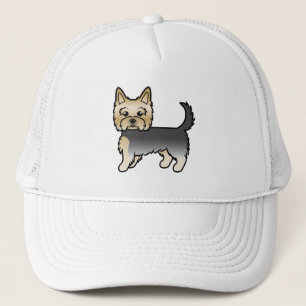 Gorra De Camionero Yorkshire Terrier Yorkie de dibujos animados azul