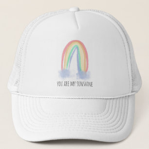 Gorra De Camionero You are my sunshine watercolor painted rainbow 