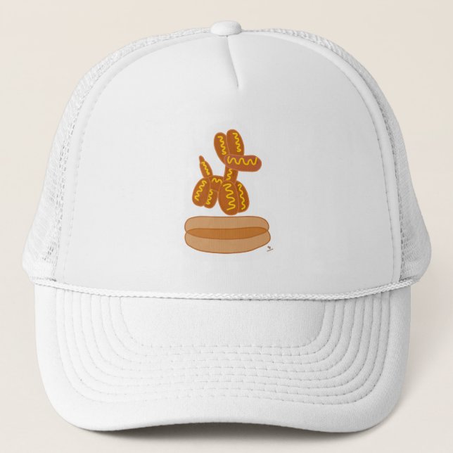 Gorra De Camionero Yum Balloon Hot Dog Funny Cartoon Art (Anverso)