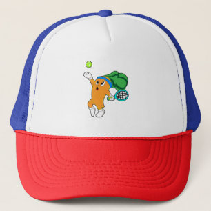 Gorra De Camionero Zanahoria en tenis con raqueta de tenis