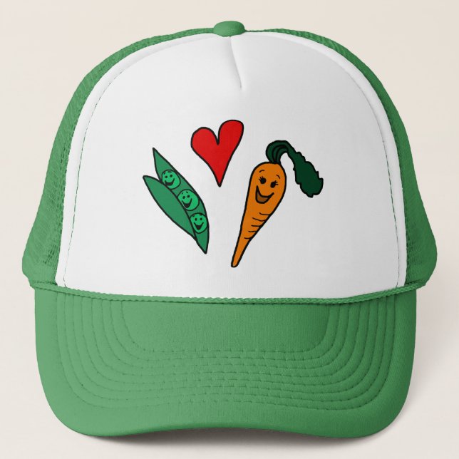 Gorra De Camionero Zanahorias del amor de los guisantes, diseño verde (Anverso)