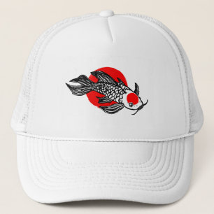 Gorra De Camionero Zen Koi Block Print Design Trucker Hat