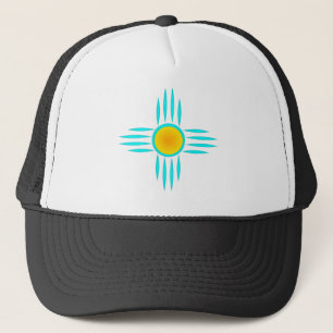 Gorra De Camionero Zia turquesa y amarilla
