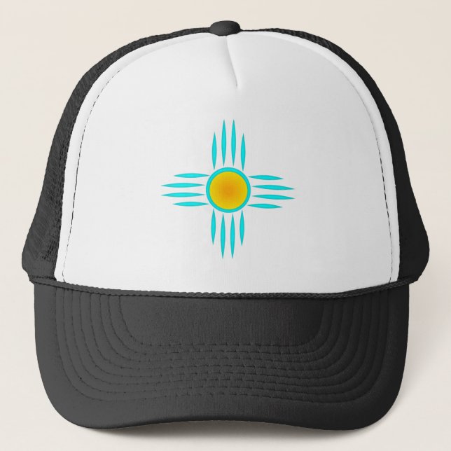 Gorra De Camionero Zia turquesa y amarilla (Anverso)