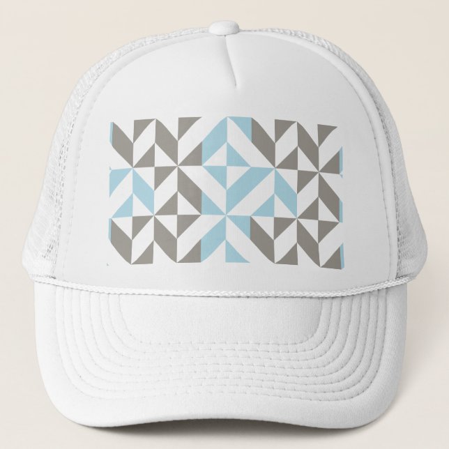 Gorra De Camionero ZigZag geométrico azul y plata (Anverso)