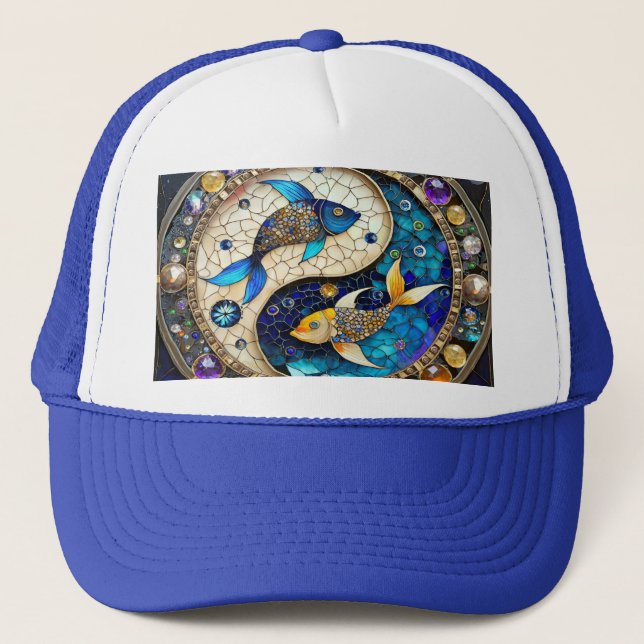 Gorra De Camionero Zodiac - Pisces Fish Yin y Yang (Anverso)
