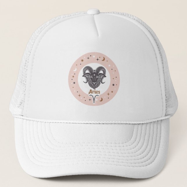 Gorra De Camionero Zodiac Rótulo Aries (Anverso)