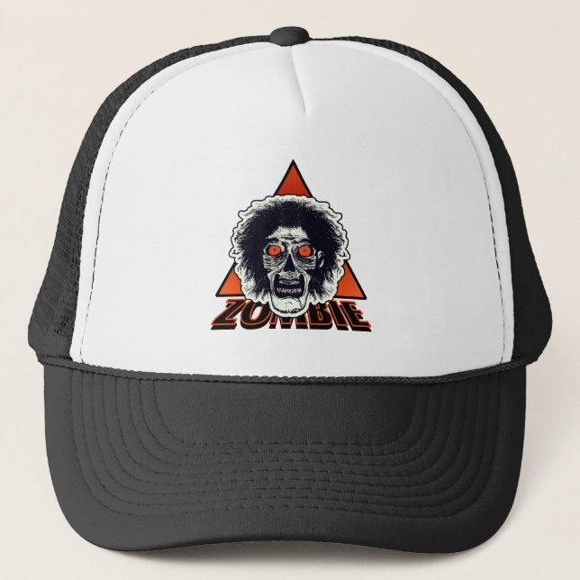 Gorra De Camionero ZOMBIE Naranja Triángulo de ojos (Anverso)