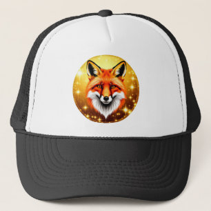 Gorra De Camionero Zorro Rojo con Fondo Dorado Brillante