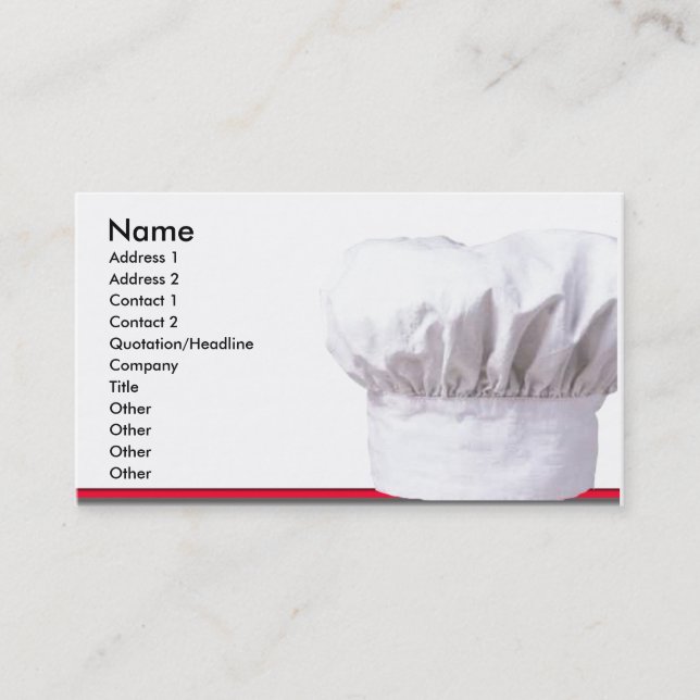 Gorra de chefs en tarjeta de visita (Anverso)