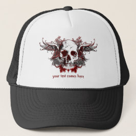 gorra de cráneo rojo oscuro