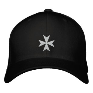 Gorra de cruz maltesa blanca con bordado