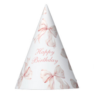 Gorra de cumpleaños de Bow Rosado